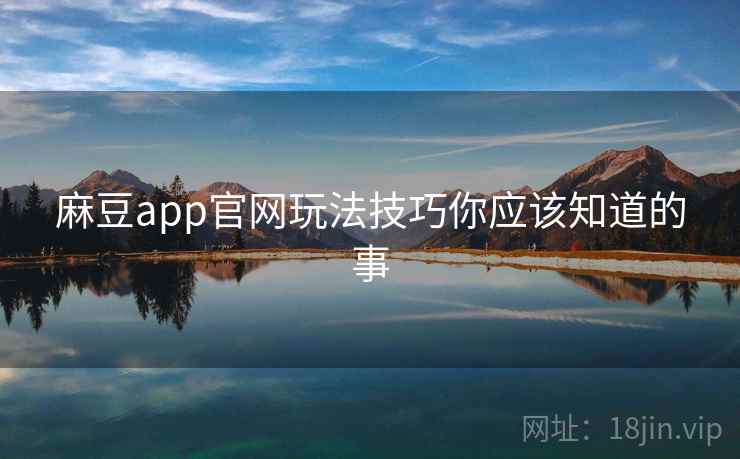 麻豆app官网玩法技巧你应该知道的事